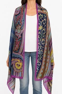 Khaisilk Women Silk Paisley Floral Shawl Wrap Scarf One Size 25x67 Boho Festival